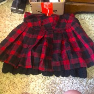 stunning black and red skater skirt size xs with black lace